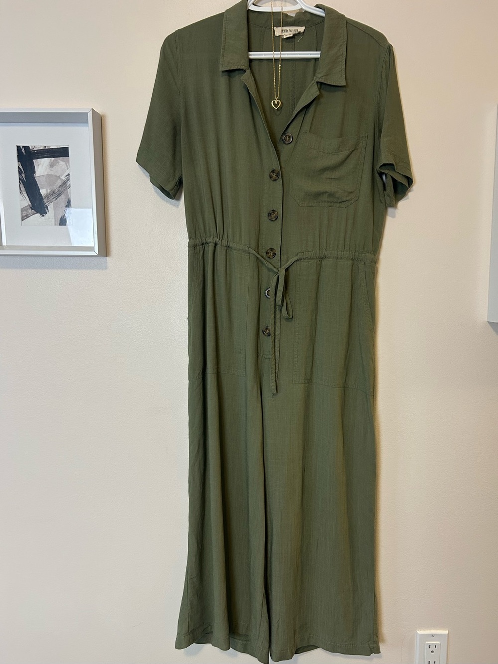 Fashion On Earth Olive Green Jumpsuit | Tie Waist | Wide Leg | Lined